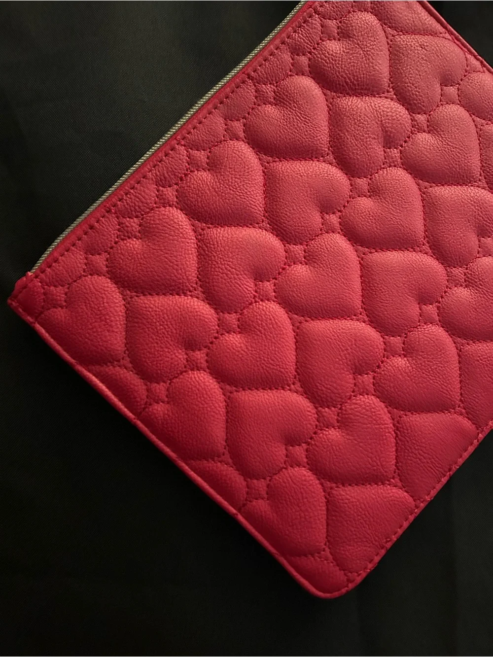 Betsy Johnson Red Quilted Heart Wristlet Clutch Pouch